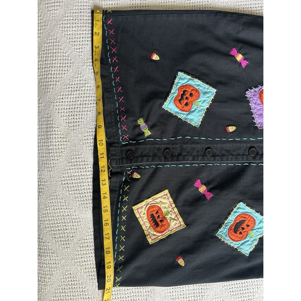 Vintage Michael Simon Lite Halloween Pumpkin Candy Patchwork Cardigan Sweater M - Picture 7 of 8